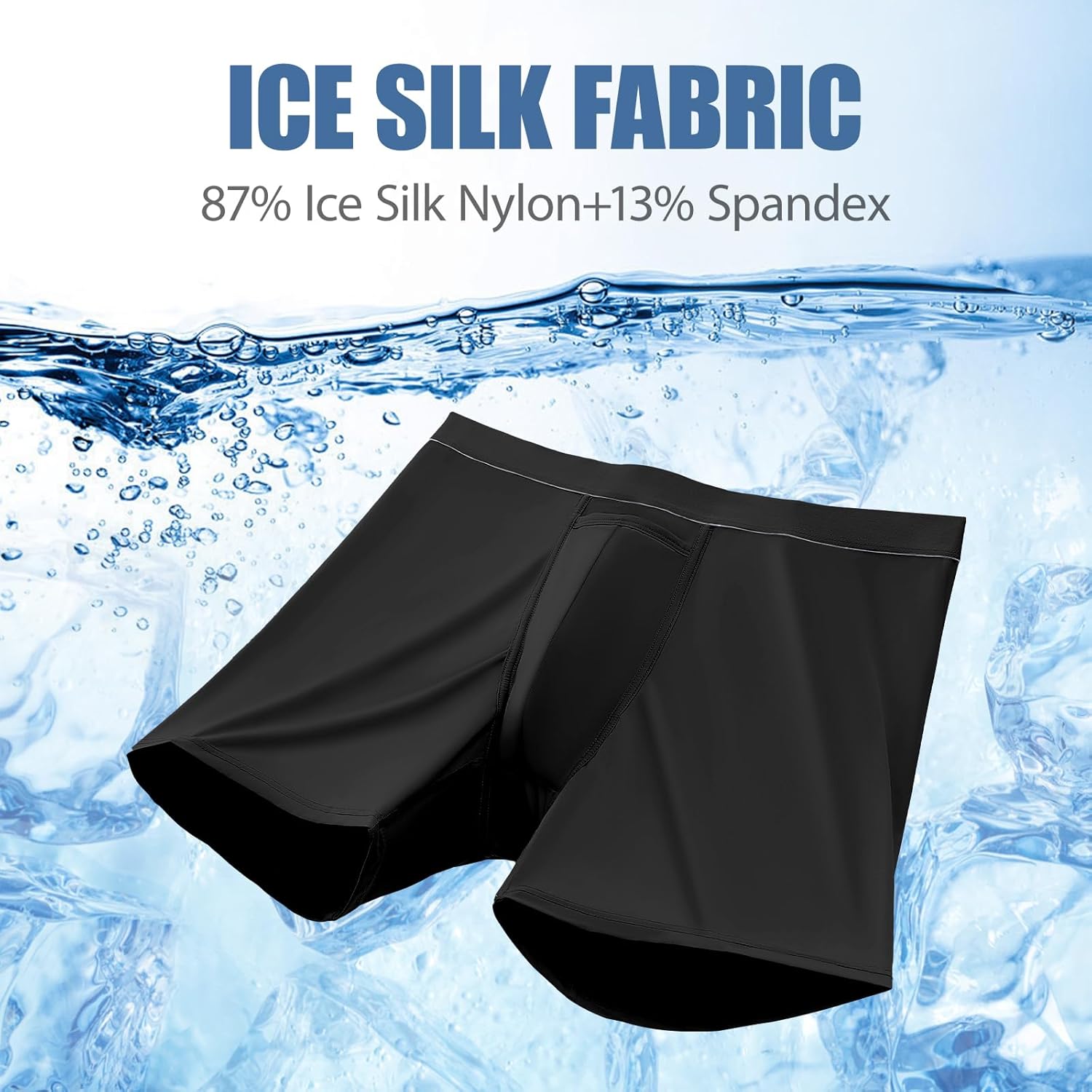 Mens Ice Silk Underwear Seamless Boxer Briefs with Pouch Breathable Cool Boxers 3 Pack - Image 2